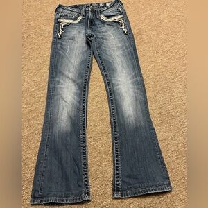 Miss Me Flare Jeans in Distressed Blue